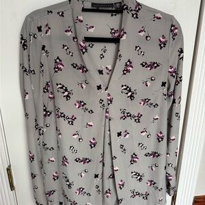 Attention Gray Top with Pink Floral Design